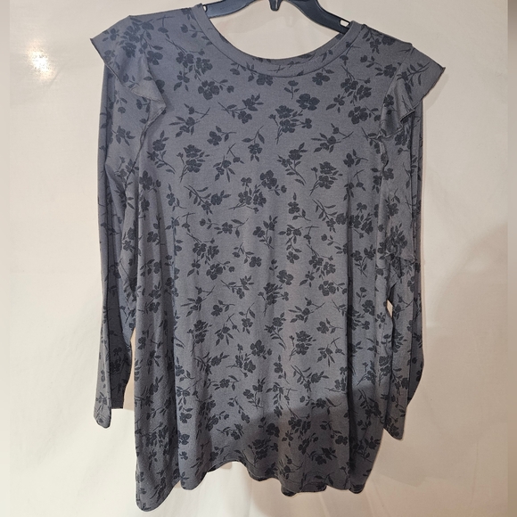 Torrid Gray Floral Long Sleeve Top - Picture 1 of 2